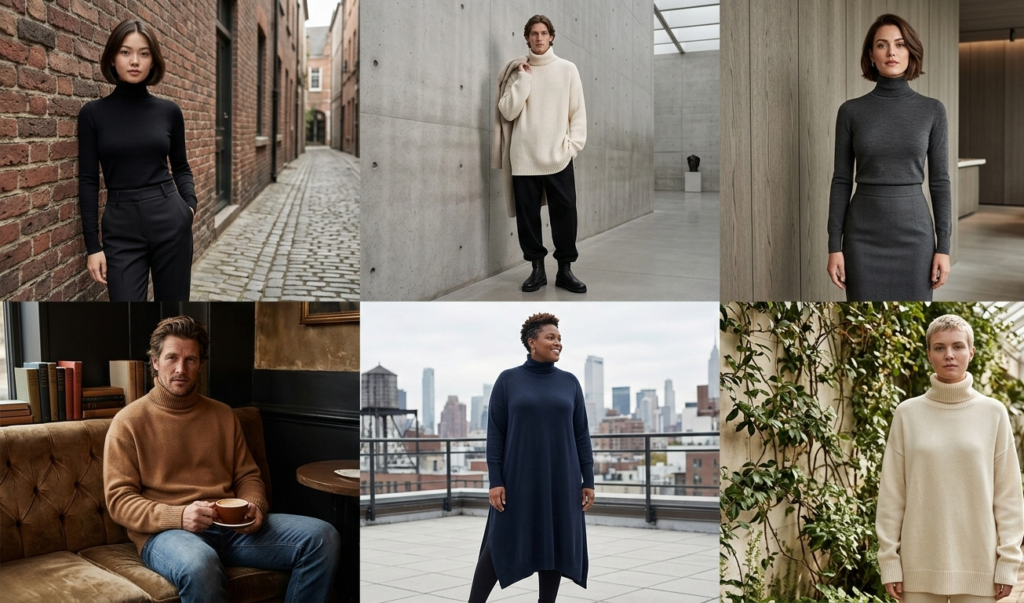 Body Types For Fitted & Loose Turtleneck Sweaters