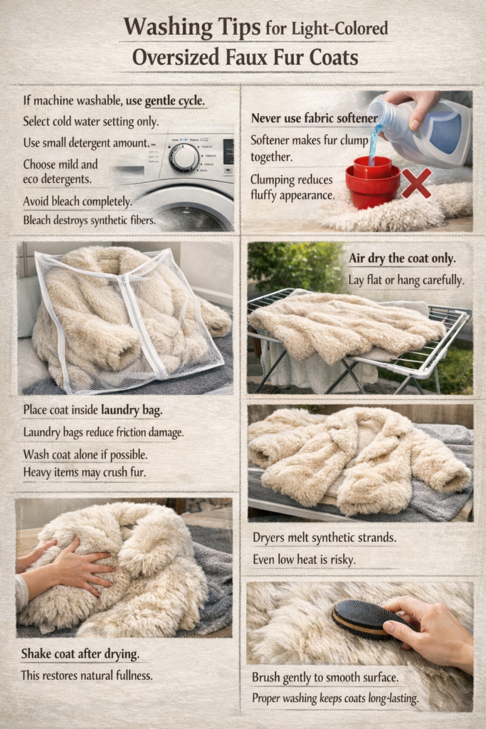 Washing the Whole Oversized Faux Fur Coat