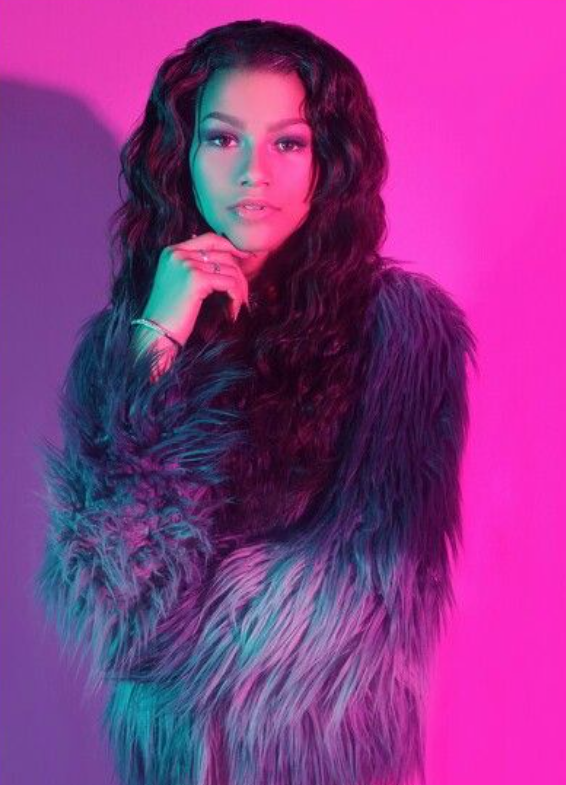 Zendaya in Faux Fur Coat