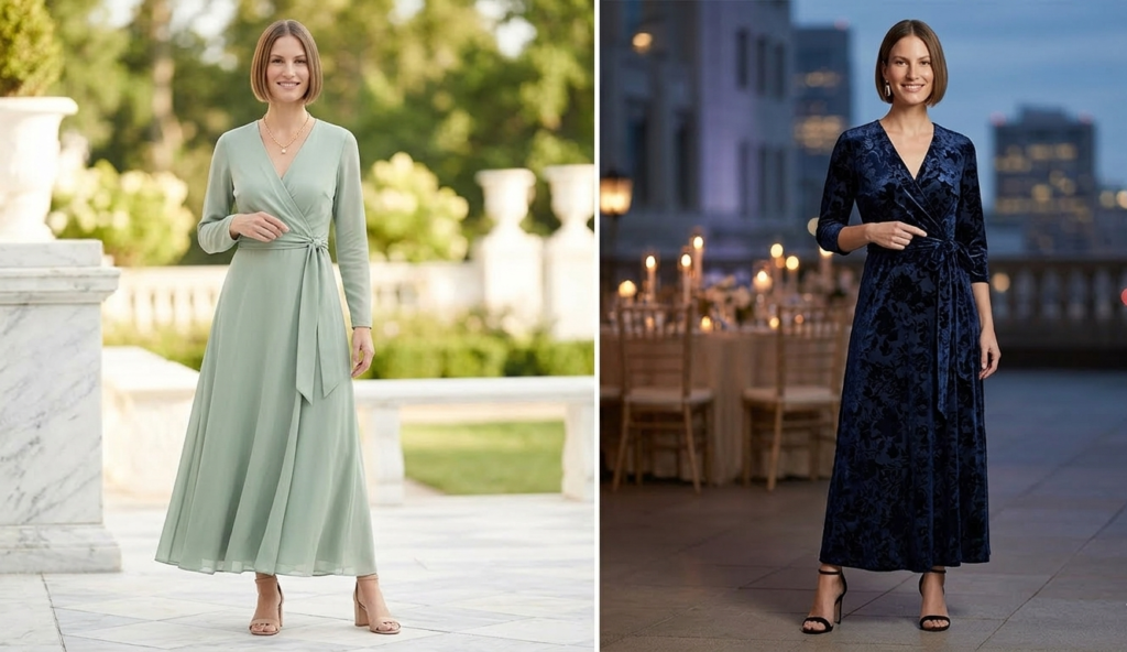 Formal Wrap Maxi Dresses for Day & Night Events