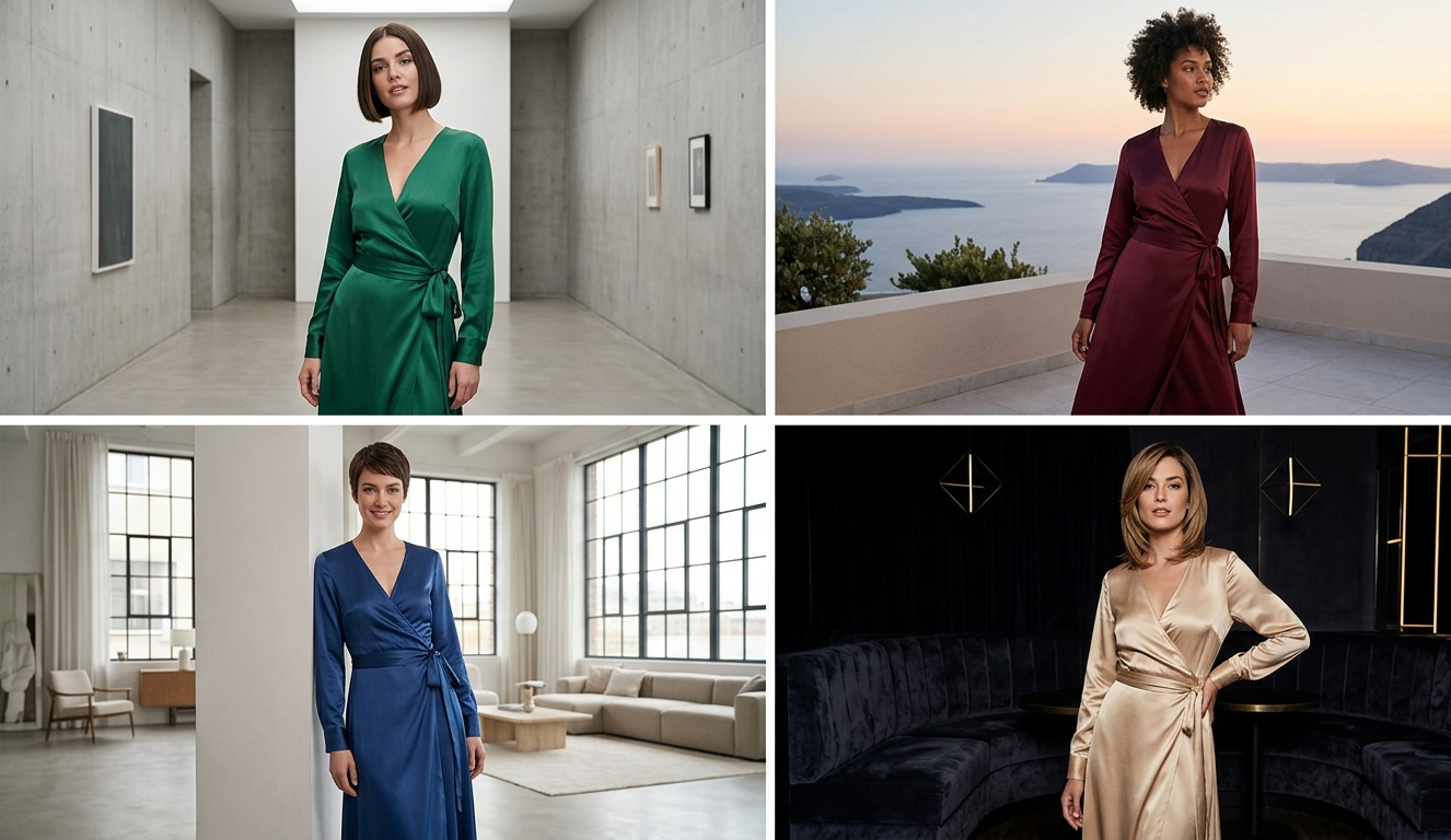 Satin Wrap Maxi Dresses