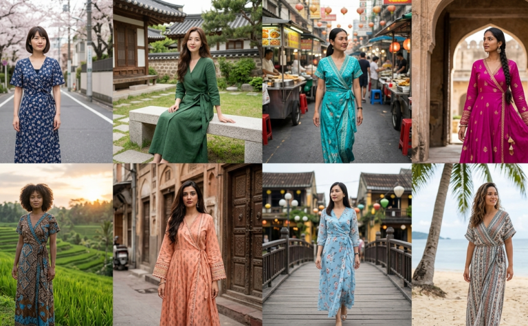 Wrap Maxi Dresses in Asia