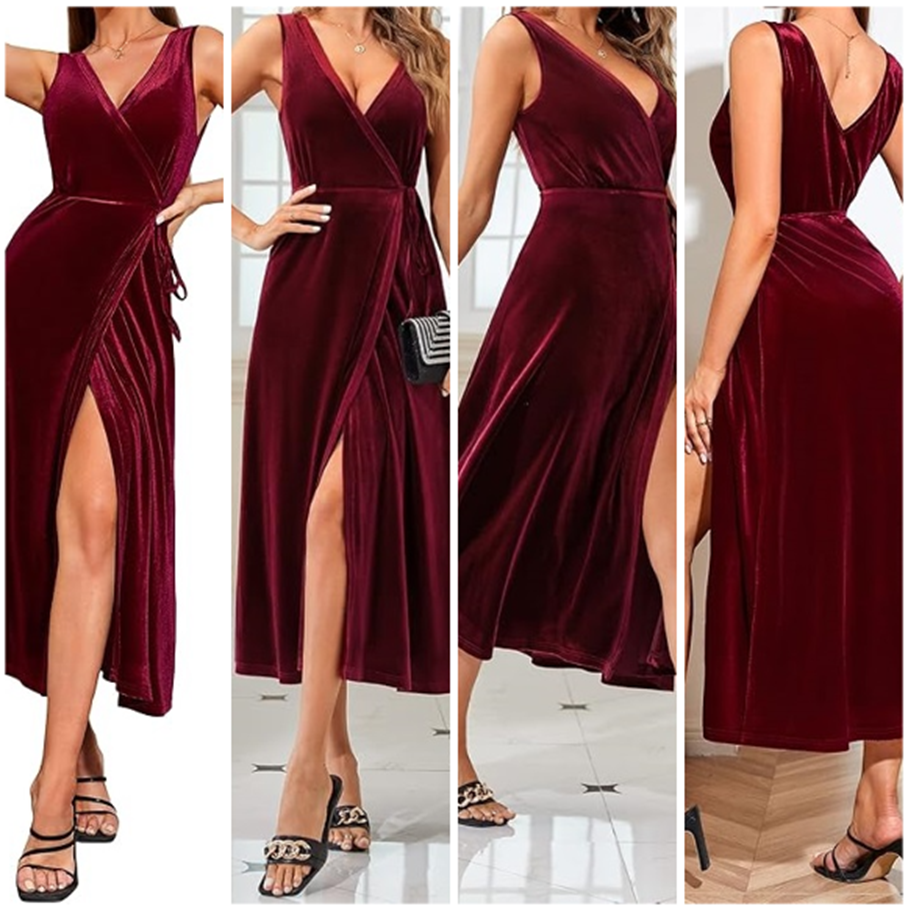 High-Slit Wrap Maxi Dresses