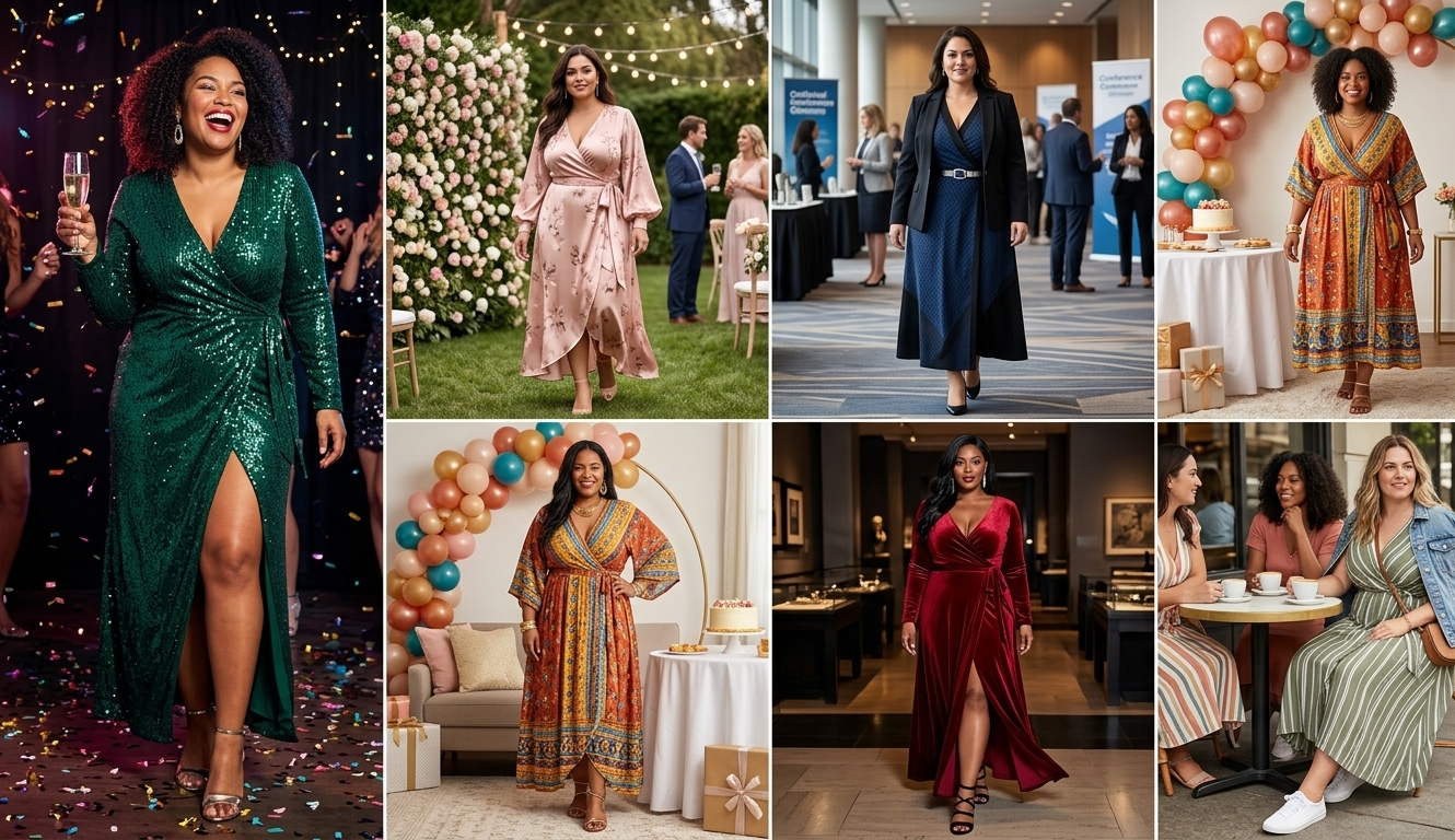 Plus-Size Wrap Maxi Dresses