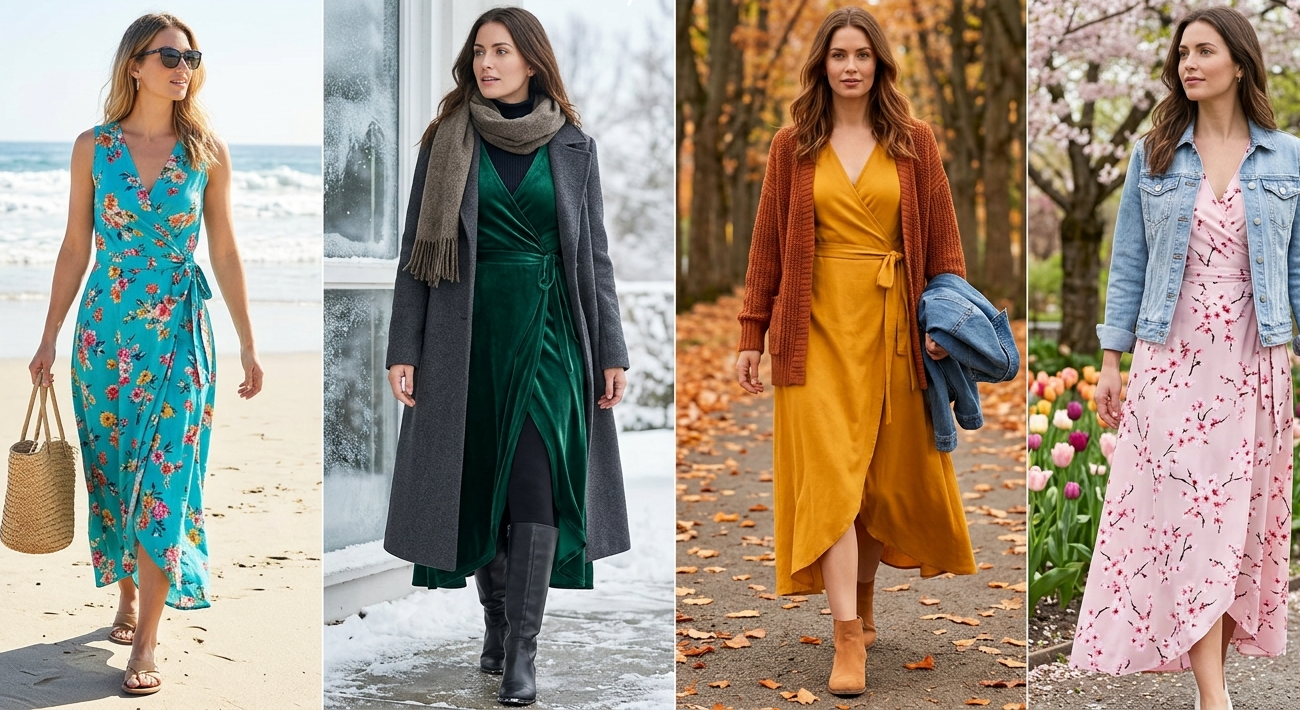 Seasonal Wrap Maxi Dresses