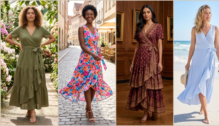 Tiered Wrap Maxi Dresses