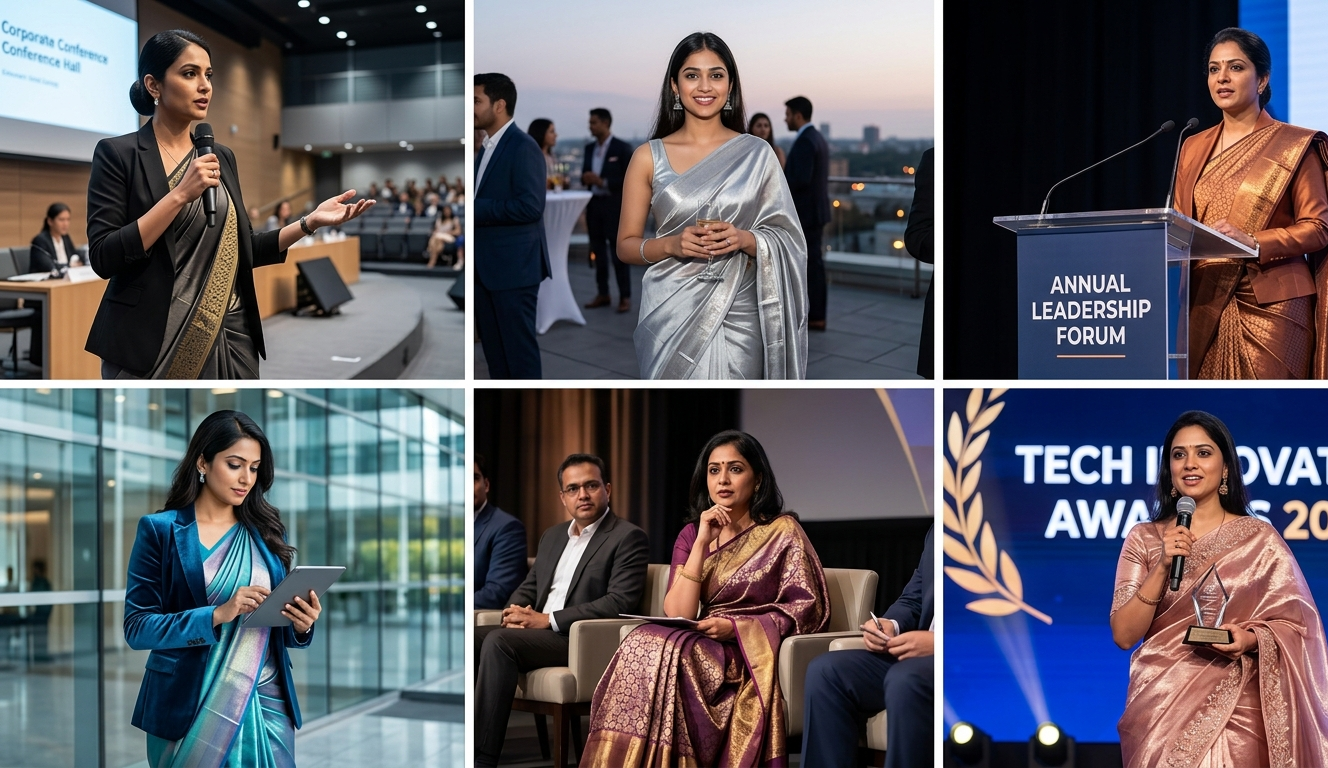 Metallic Sarees for Corporate Events