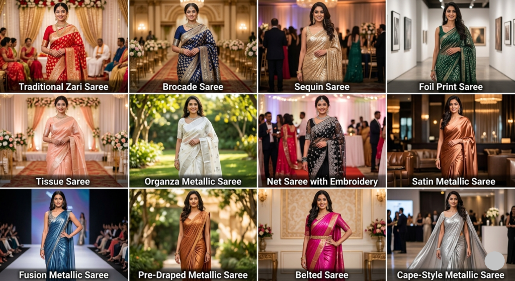 Types of Metallic Accent Sarees