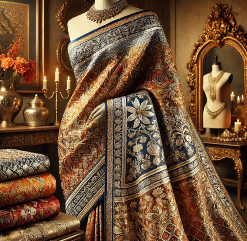 Metallic accent sarees
