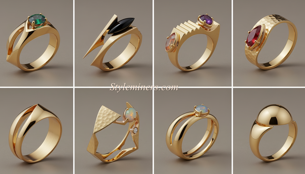 Asymmetrical Contemporary Gold Ring Designs