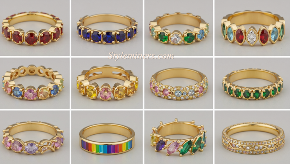 Eternity Rings with Multicolored Gemstones
