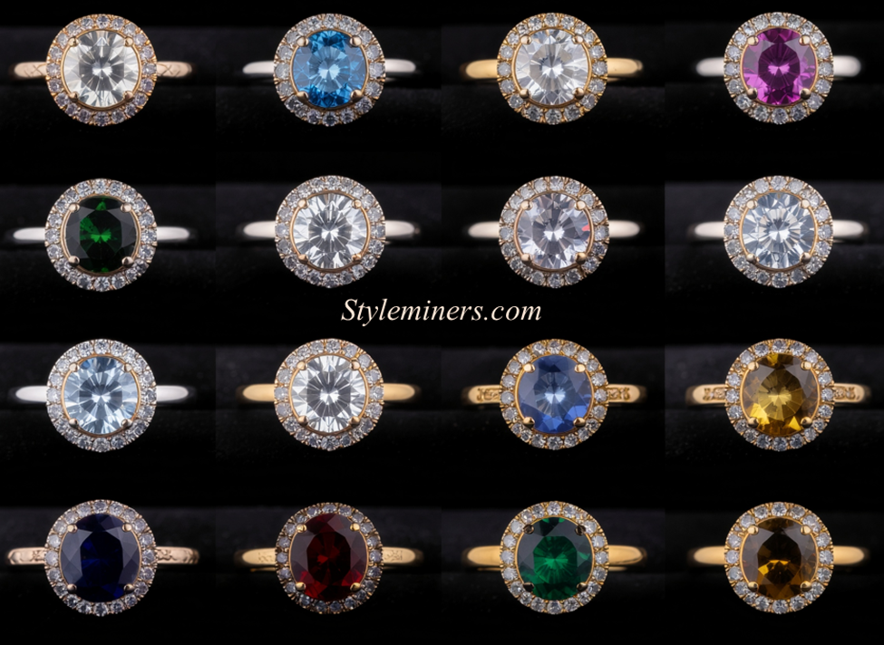 Halo Rings With Sparkling Frames