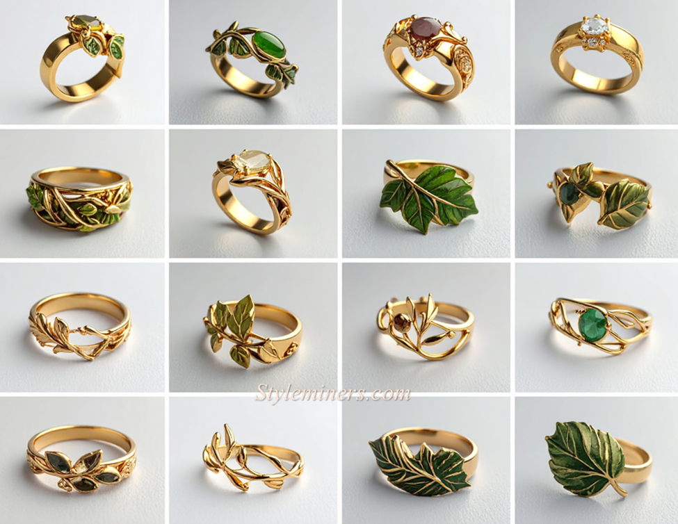 Nature‑Inspired Leaf and Vine Gold Ring Designs