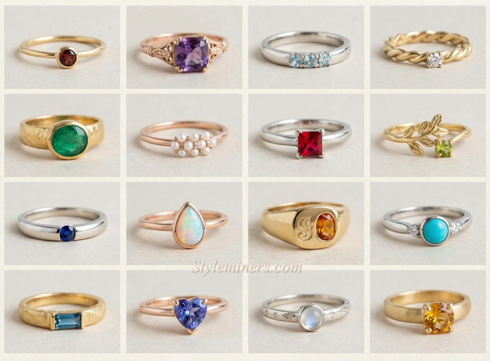 Personalized Birthstone Gold Ring Designs