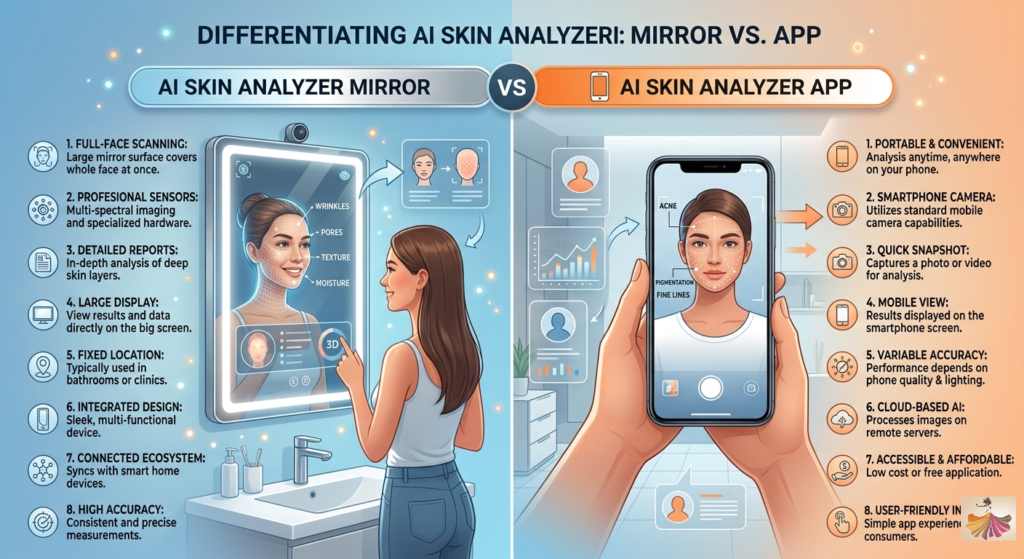 AI Skin Analyzer Mirror Vs. AI Skin Analyzer App