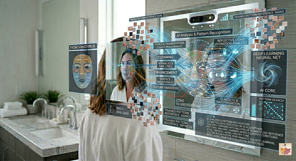 5th Step of AI Skin Analyzer Mirror Working: AI Analysis and Pattern Recognition