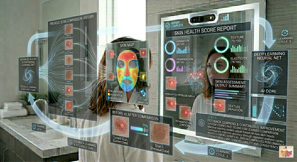 8th Step of AI Skin Analyzer Mirror Working: Feedback Learning and Improvement