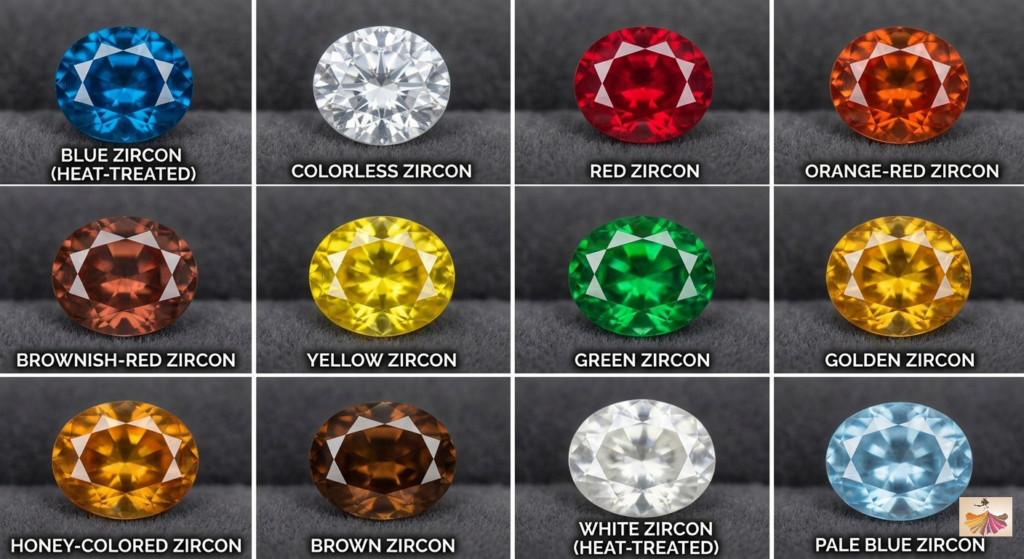 Different colors of Zircon Gemstone