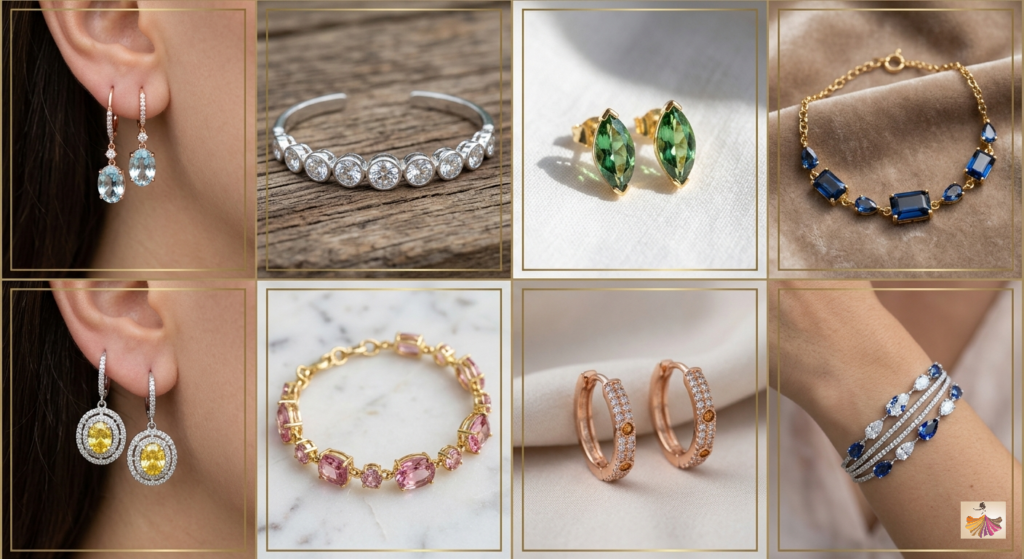 Earings and Bracelets of Zircon Gemstone