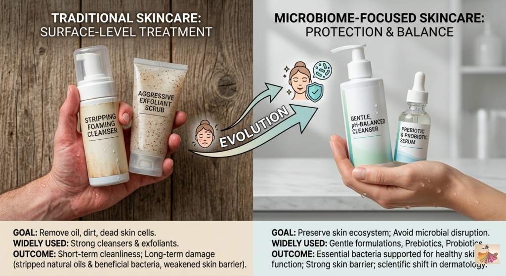 Evolution of Skincare: Traditional vs Microbiome-Focused