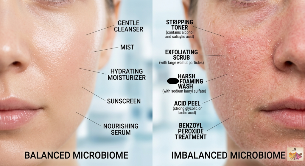 Harsh skincare products causes Microbiome Imbalance