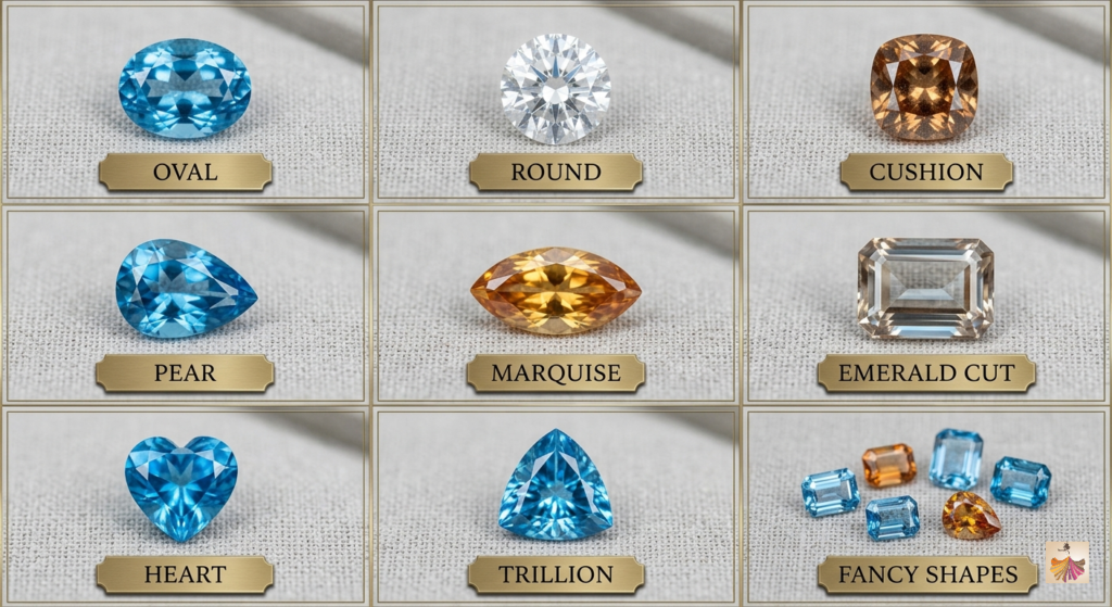Shapes of Zircon Gemstone