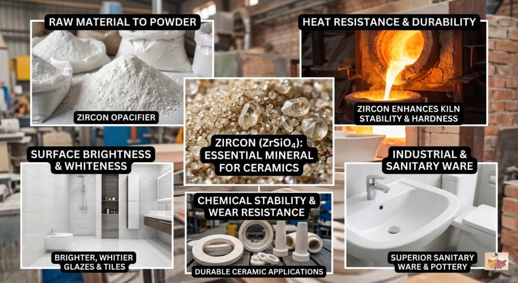 Zircon Gemstone in Ceramic Industry