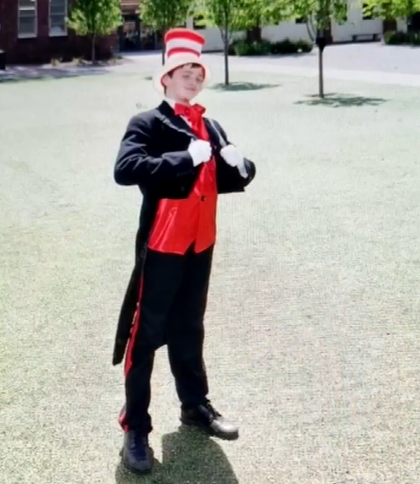 Jacob Elordi Portraying the Cat in the Hat in a school Production of Seussical