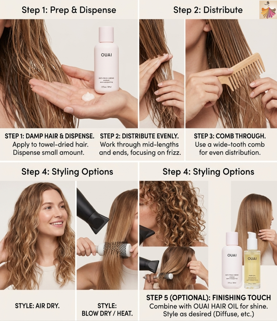 How to Use Anti-Frizz Hair Crème by OUAI?