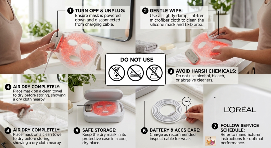 How to Clean and Maintain the L'Oréal LED Face Mask?