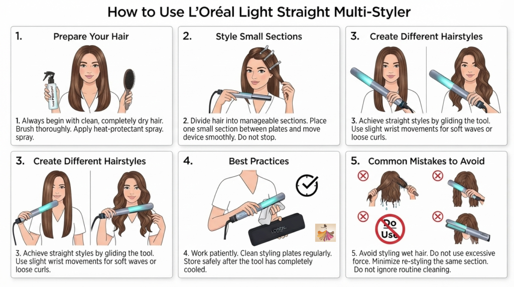How to Use L'Oréal Light Straight Multi-Styler?