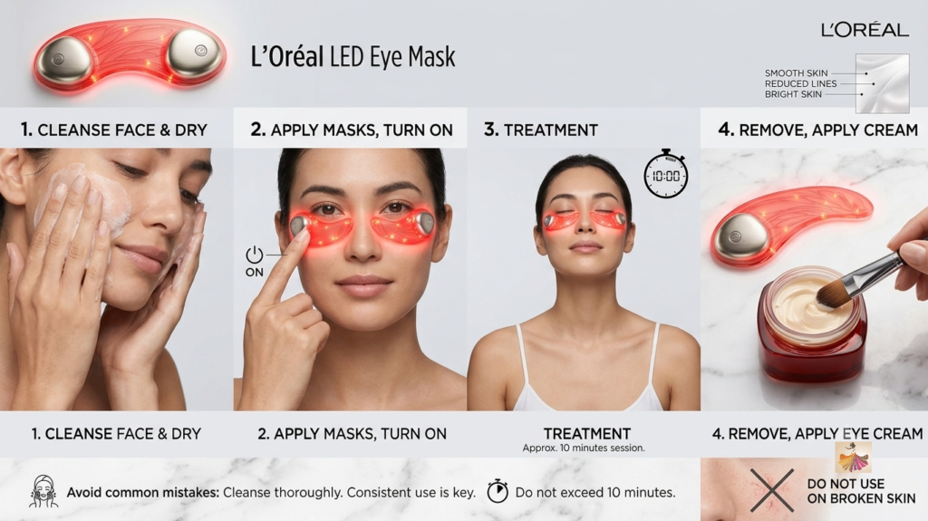 How to Use L'Oréal LED Eye Mask?
