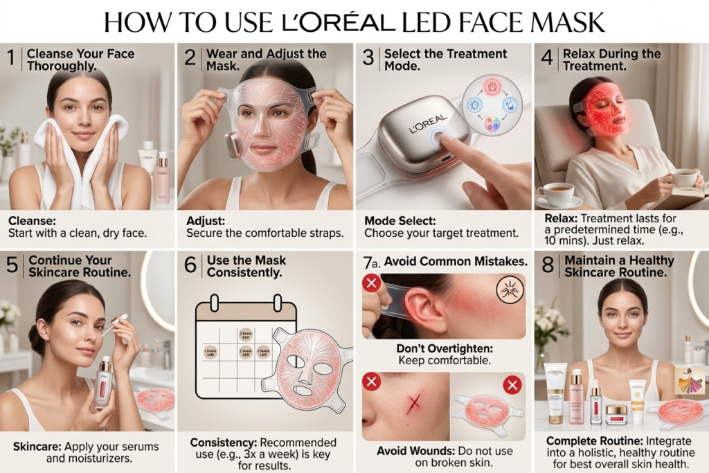 How to Use L'Oréal LED Face Mask?